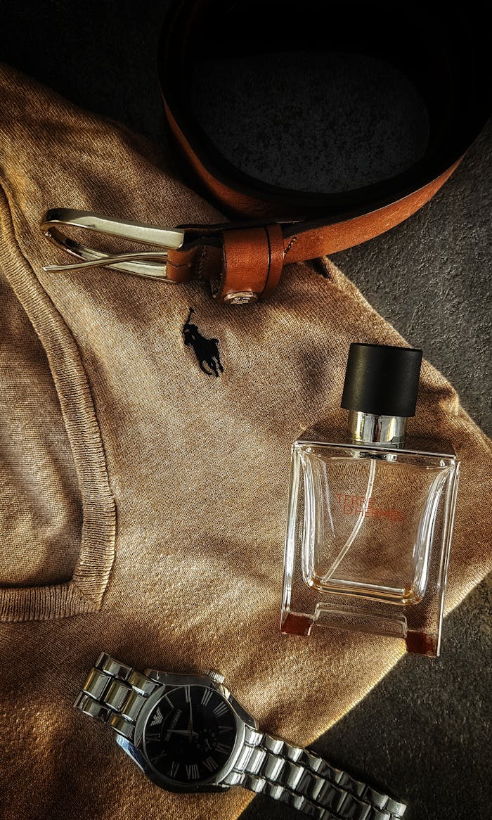 A stylish flat lay of men